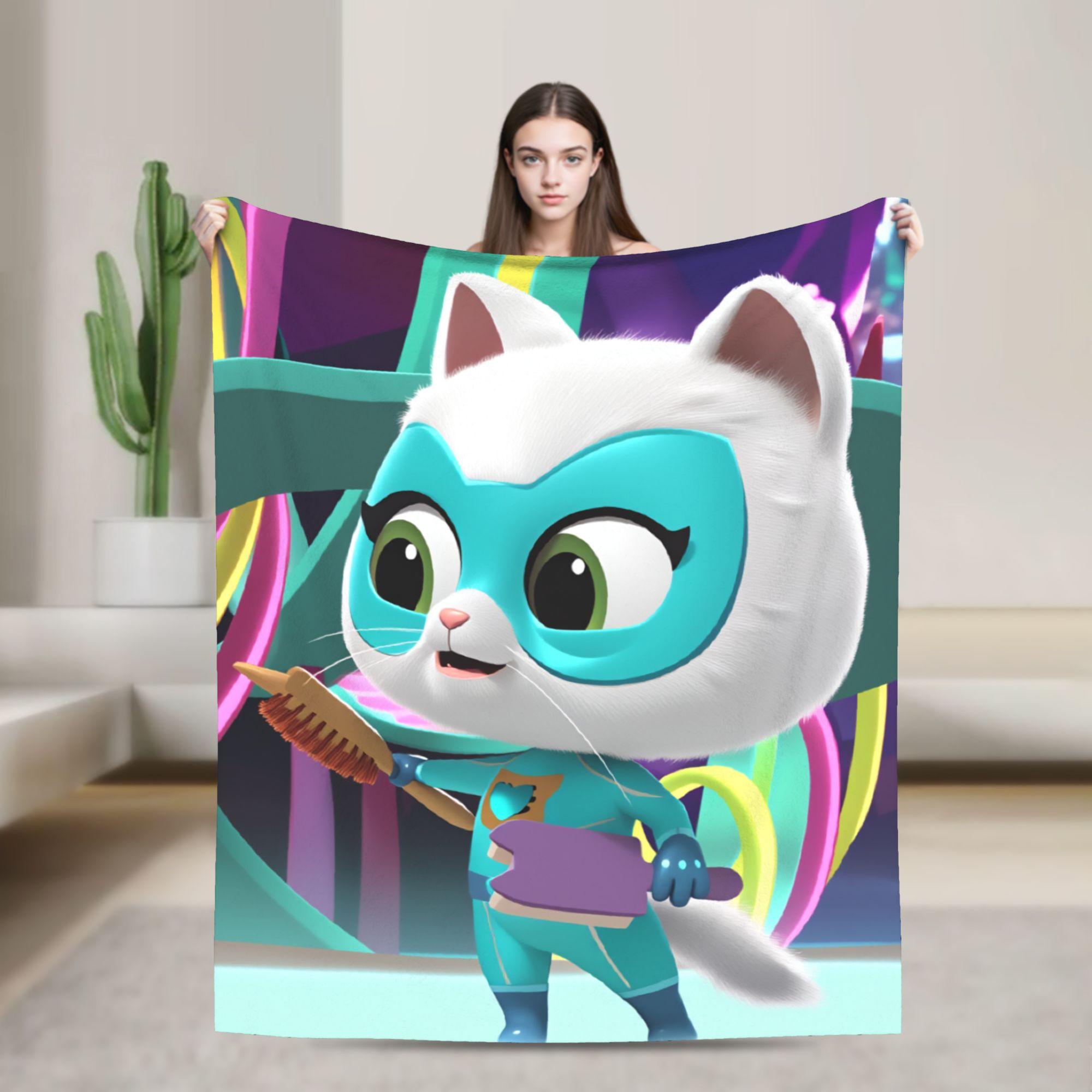 

SuperKitties Cartoon Cats Blanket Soft Graphic Plush Bedding Throws For Children Outdoor Flannel Bedspread Bed Cover 130x150cm