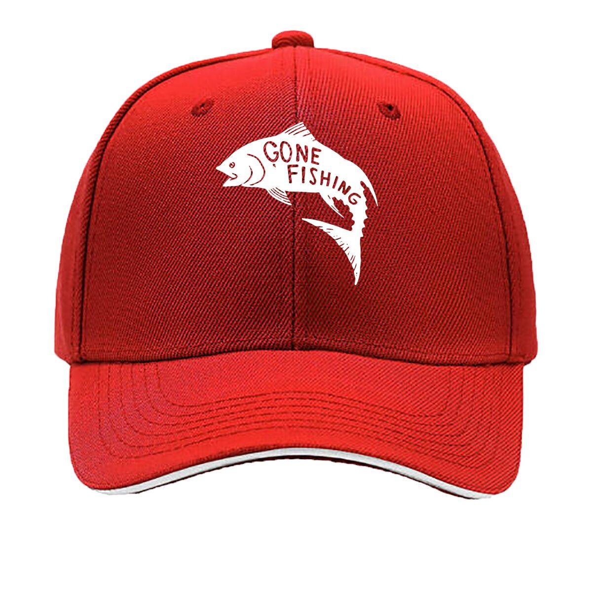 Outdoor Unisexs GONE FISHING Fish Print Baseball Cap Distressed Duckbill Cap Sports Casual Sun Hat Sandwich Baseball Cap One Size