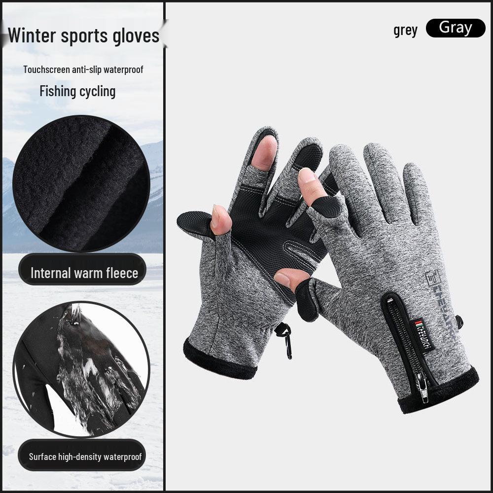 Men's Windproof Waterproof Touchscreen Winter Sports Gloves - Fingerless for Fishing & Cycling