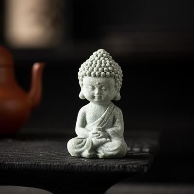 Sandstone Buddha Tea Pet Cute Little Monk Figurine Aquarium Buddha Statues  Office Bookshelf