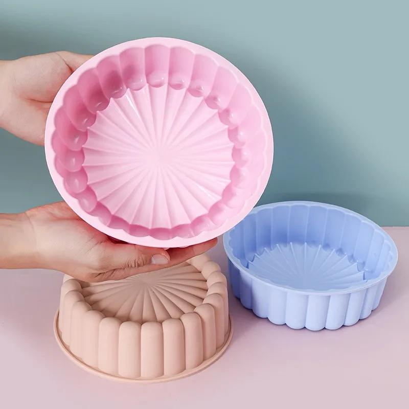 20cm Round Shape Mold Silicone Cake Baking Pan Mousse Fondant Cylinder Mould for Pastry Dessert Jelly Drop Shipping