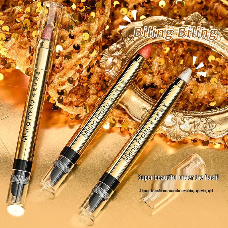 Doppelseitiger, wischfester Glitzer-Lidschattenstift & Unter-Augen-Highlighter für Damen-Bühnen-Make-up