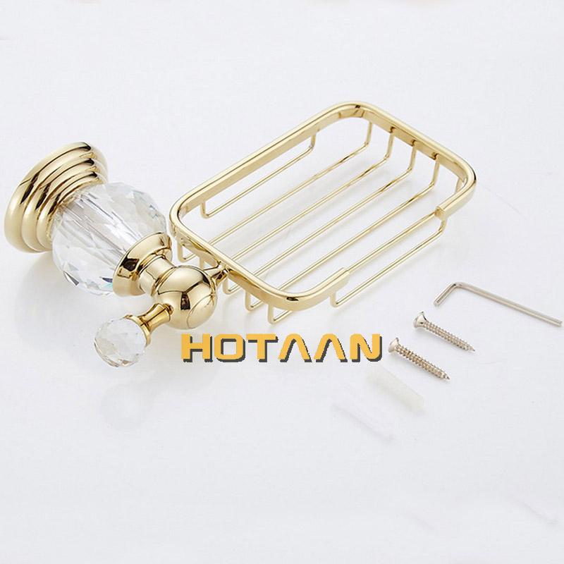 Gold Color Crystal Brass Ceramics Bathroom Accessories Soap Dishes/ Soap Holder/Soap Case Home Decoration Useful For Bathroom