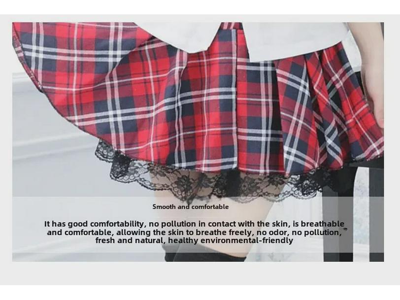 Plus Size Women's Japanese & Korean School Uniform Skirt Set - Academy Style & Performance Costume.