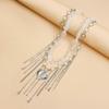 Irregular Natural Stone Heart Pendant Fringe Collarbone Chain Necklace Alloy Lightweight Layering Jewelry For Women