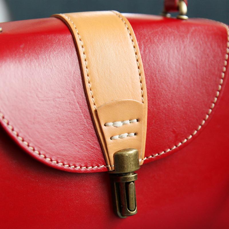 Johnature Genuine Leather Handmade Women Bag Handbag Retro Natural Real Cowhide Solid Color Versatile Shoulder Bags