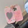 Funda de silicona rosa fucsia con forma de concha, con espejo de amor, para iPhone 16 15 Pro 14 13 Pro Max 15, funda suave a prueba de golpes, regalo para chica