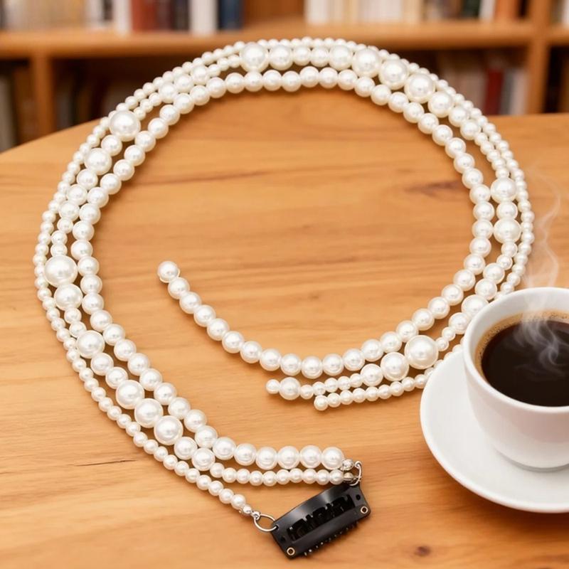 

3-Piece Set of Fashionable and Elegant Hair Chain Accessories, Faux Pearl Hair Clips, Braided Clips, Long Hair Extensions, Chain DIY Access Size fits all