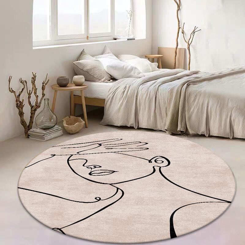 Nordic Style Bedroom Decor Round Carpet Abstract Carpets for Living Room Washable bedside Soft Floor Mat Cloakroom Anti-slip Rug