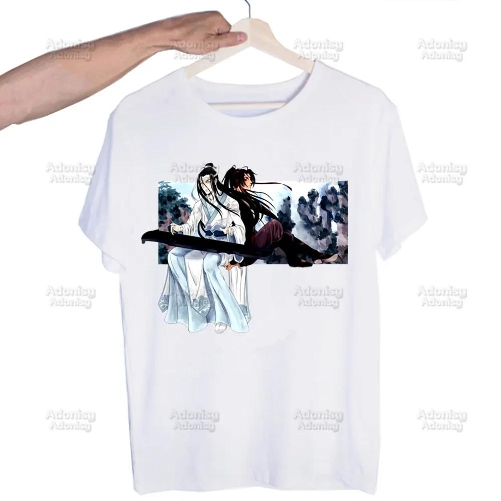 

Mo Dao Zu Shi Футболки с принтом O-образный вырез Короткий рукав Обычный Мужские Высокое качество Неукротимый Лань Ванцзи Вэй Усянь Хип-хоп футболка 2XL