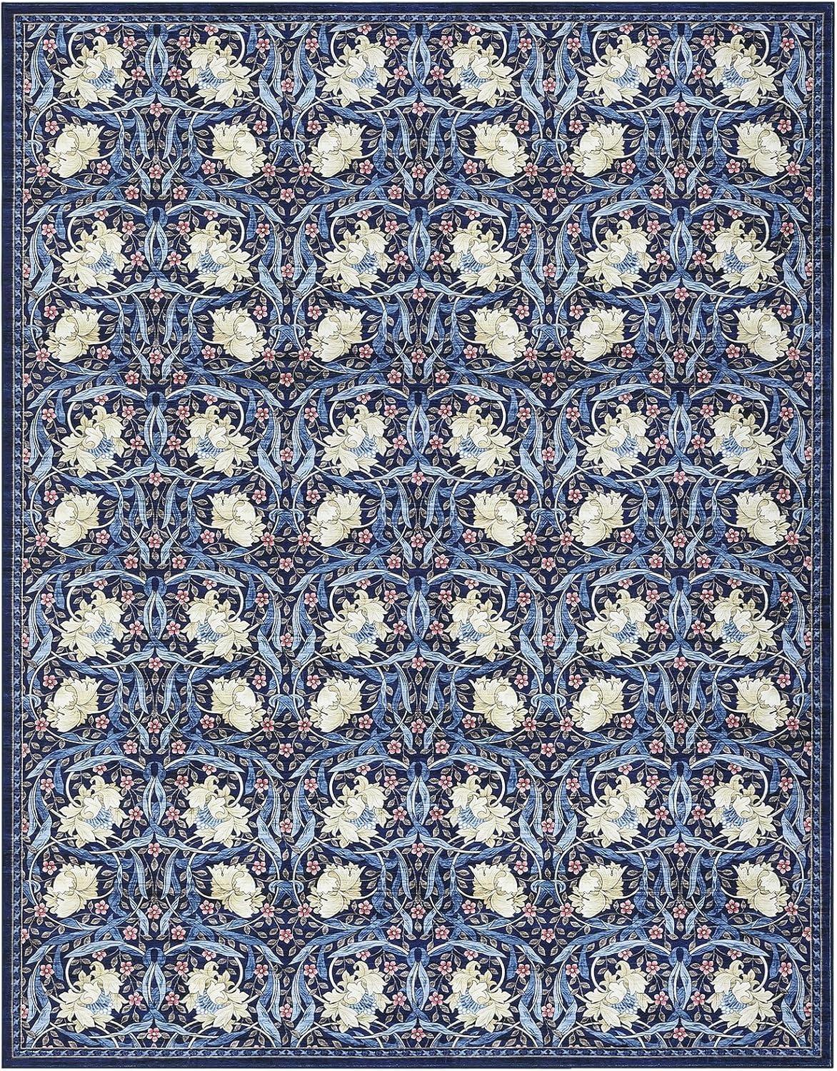 

Large Living Room Carpet Retro Floral Washable Area Rug Soft Non-slip Bedroom Bedside Floor Mat Machine Washable Home Decor Rugs 50x80cm