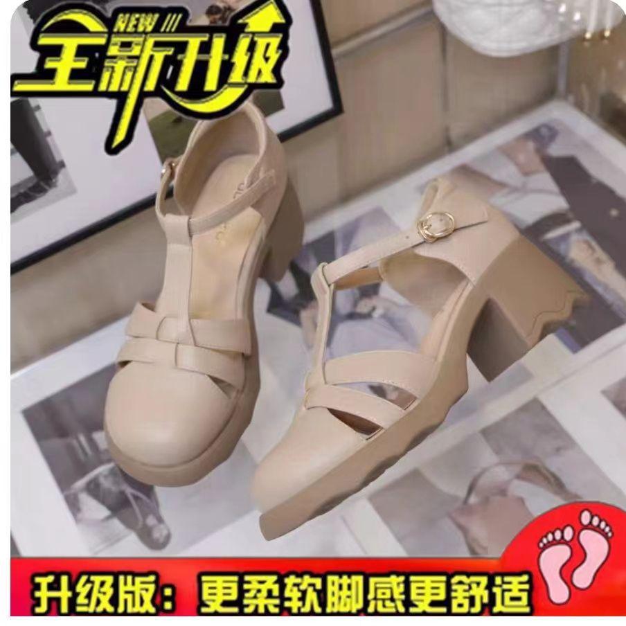 2025 summer new leather soft-soled bag head Roman sandals Mary women's shoes with skirts and pants look good and light