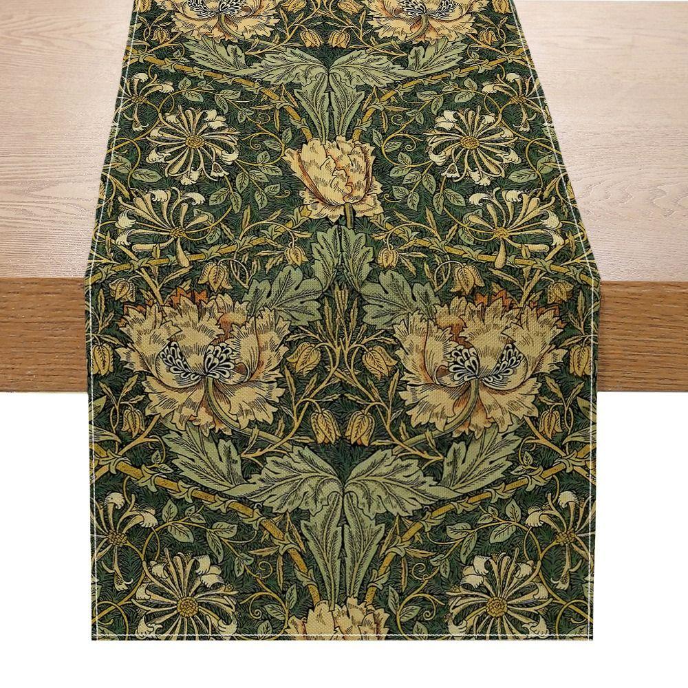 

Pastoral Style Table Cover Flower Pattern Tablecloth Romantic Floral Table Runner Home Decor 7