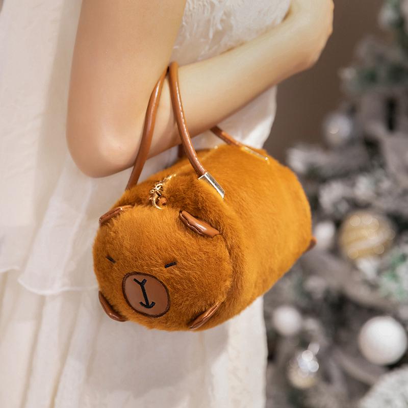 Muñeco de Peluche de Capibara Lindo de Dibujos Animados de 30 cm Mochila Fruta Fresa Naranja Flor Capibara Peluche Bolso Decoración del Hogar Regalo Para Niños
