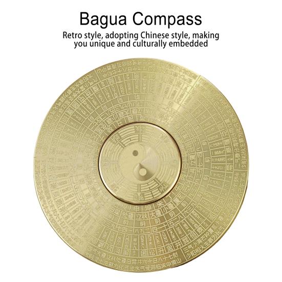 Rotatable Feng Shui Compass Rustproof Retro Style Chinese Tai Chi Bagua Brass Compass Desktop Decoration