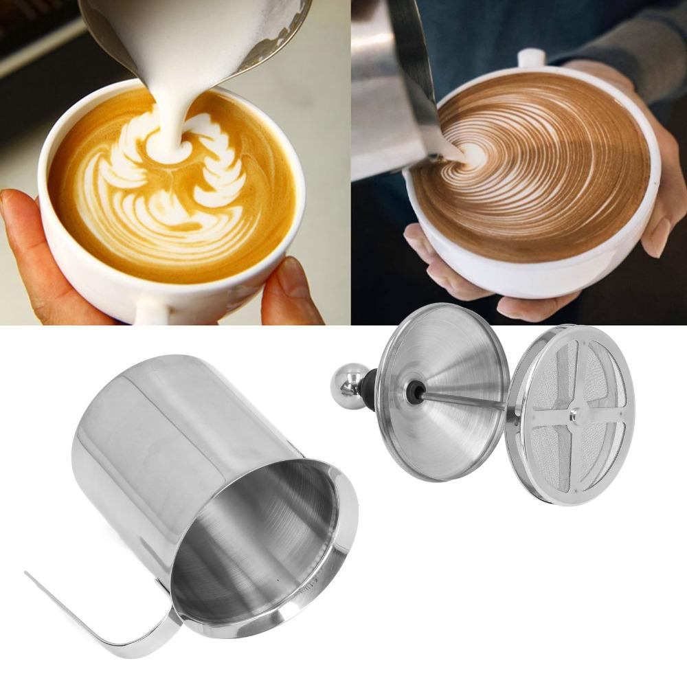 800ML Capacity Manual Milk Frother Stainless Steel Milk Foam Making Tool  Coffee Making