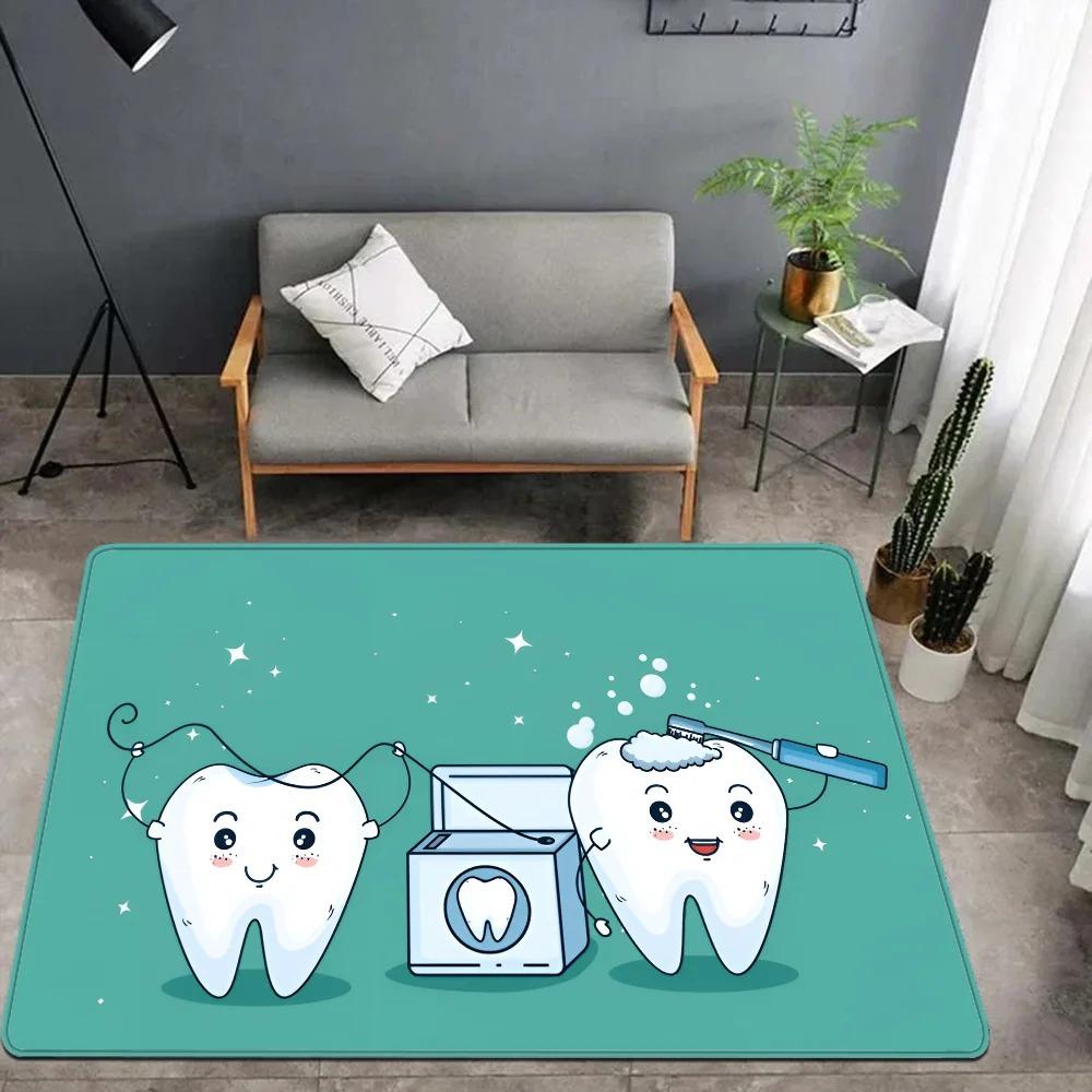 Cute Cartoon Tooth Welcome Doormat Non Slip Dental Office Living Room Decoration Washable Bedroom Kitchen Rug Home Decor Mat