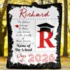 Graduation Celebration 2026 Floral Design Themed Blanket Personalized Name Soft Warm And Versatile For Sofa Bed Office And Travel Machine Washable