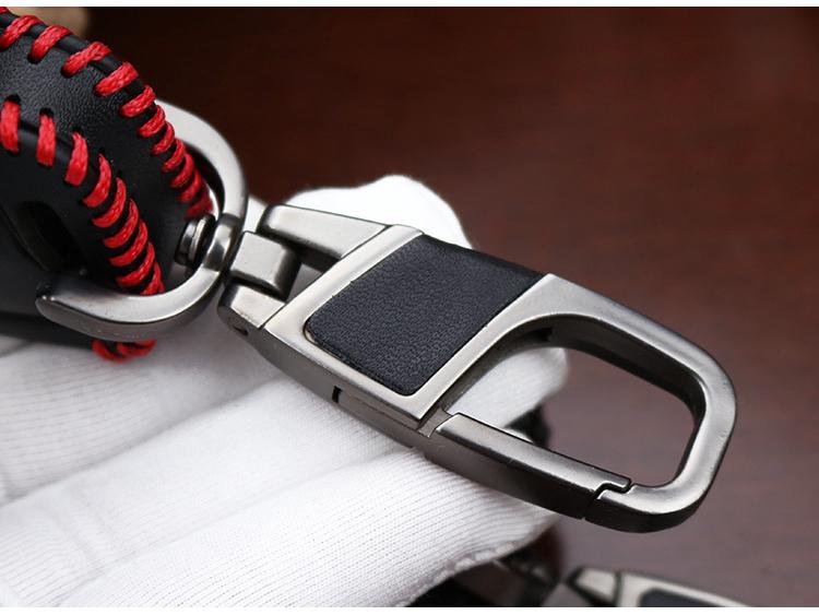 Estojo de Chaves de Couro Genuíno Costurado à Mão para Skoda Octavia & VW Golf 7