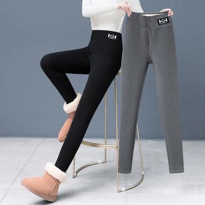Women's Fleece-Lined High Waist Leggings - Thickened Lambswool Warm Pants for Autumn and Winter