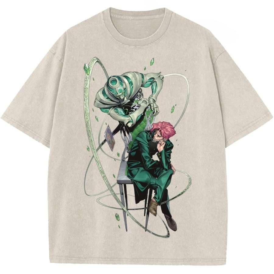 Anime JoJo's Bizarre Adventure Kakyouin Noriaki Graphic T Shirt Men Clothing Oversized Tshirt Washed Cotton Tee Harajuku T-shirt