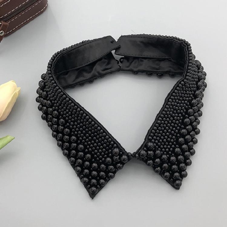 Elegant Pearls Beaded Bib Faux Collar Half Shirt for Women Lapel False Collar Detachable Collar Neckline Choker Necklace