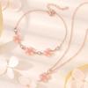 Cat's Eye Stone Four-leaf Clover Pink Crystal Necklace Set for Girls To Give Girlfriend Valentine's Day Birthday Gift