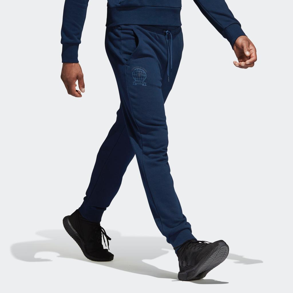 Adidas MUFC Mens Football Series SGR SW PNT Solid Color Comfortable Versatile Jogger Pants Men Pants Navy-Blue CW7659