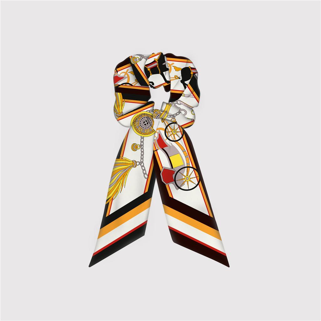 Naturalny Jedwab Duże Gumki do Włosów Gumki Wstążki do Włosów Wzór Łańcucha Elastyczne Gumki do Włosów Kucyk Kobiety Elegancki Szalik Akcesoria do Włosów