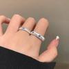 Elegant Navy Blue Striped Ring for Women - High-End Versatile Design, Everyday Wear