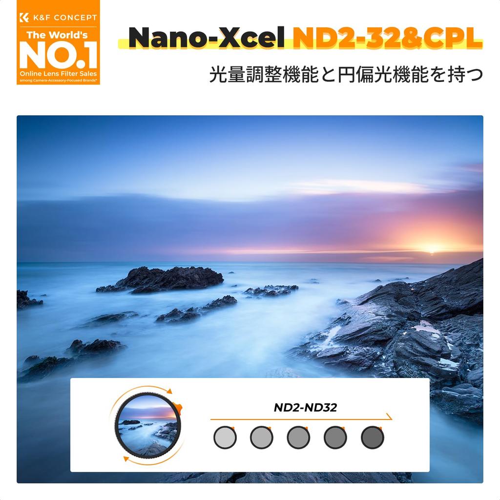 CONCEPT 46mm Variable ND CPL Lens Made in Japan with AGC Optical HD Super Low Nano and Ideal for Video and Landscape Light Polarization K&F Filter,