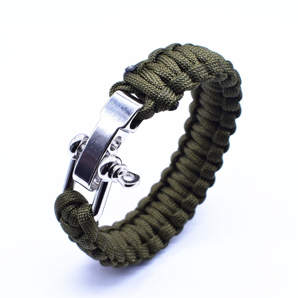 VOQ Outdoor Sports Climbing Mens Bracelet Adjustable Buckle Paracord Survival Bracelet Handmade Creative Jewelry Gifts