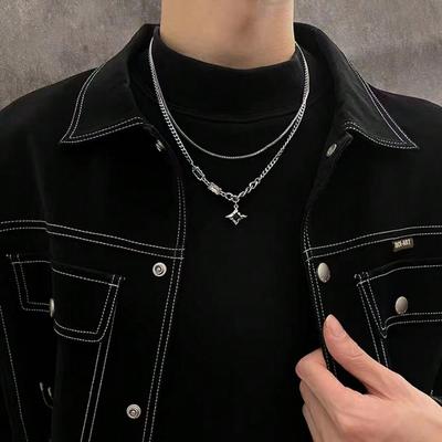 Mangxing Double-layer Stacked Necklace Men's Versatile High-end Non-fading Necklace Women's Light Luxury Niche
