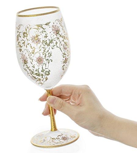 Aderia El Dorado Arabesque Gold Wine Glass, 540ml, Made in Japan, Gift Boxed, Stylish, Perfect for Red Wine and White Wines. A perfect gift for women,