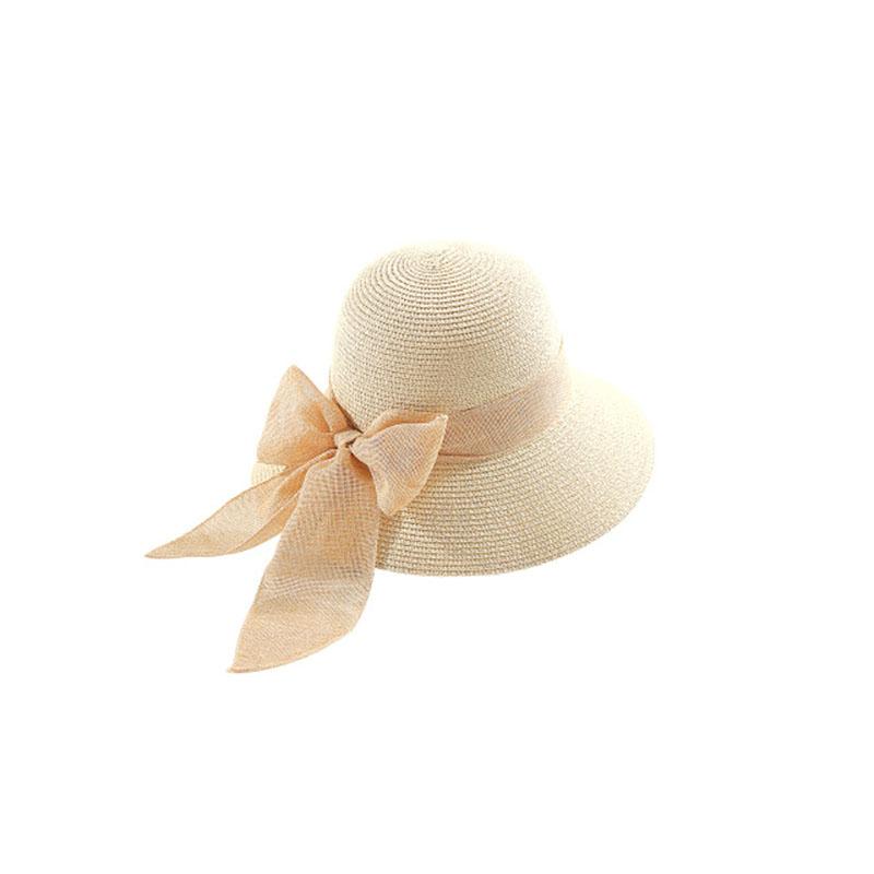 

WTEMPO Женские летние широкополые универсальные солнцезащитные шляпы-ведра для улицы, простые элегантные повседневные дышащие шляпы-банты от солнца 1pc бежевый