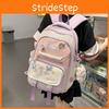 Color Blocked Embroidery Student Backpack Shoulder Bag Pencil Case Set For Warm Weather