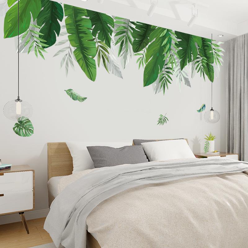 Nordic Green Leaf Plant Wall Sticker Self Adhesive Removable Home Decor for Bedroom Dormitory Wall Art