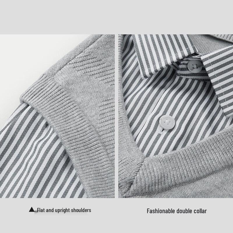 HLA Men's Double-Layer V-Neck Faux Two-Piece Pullover Sweater