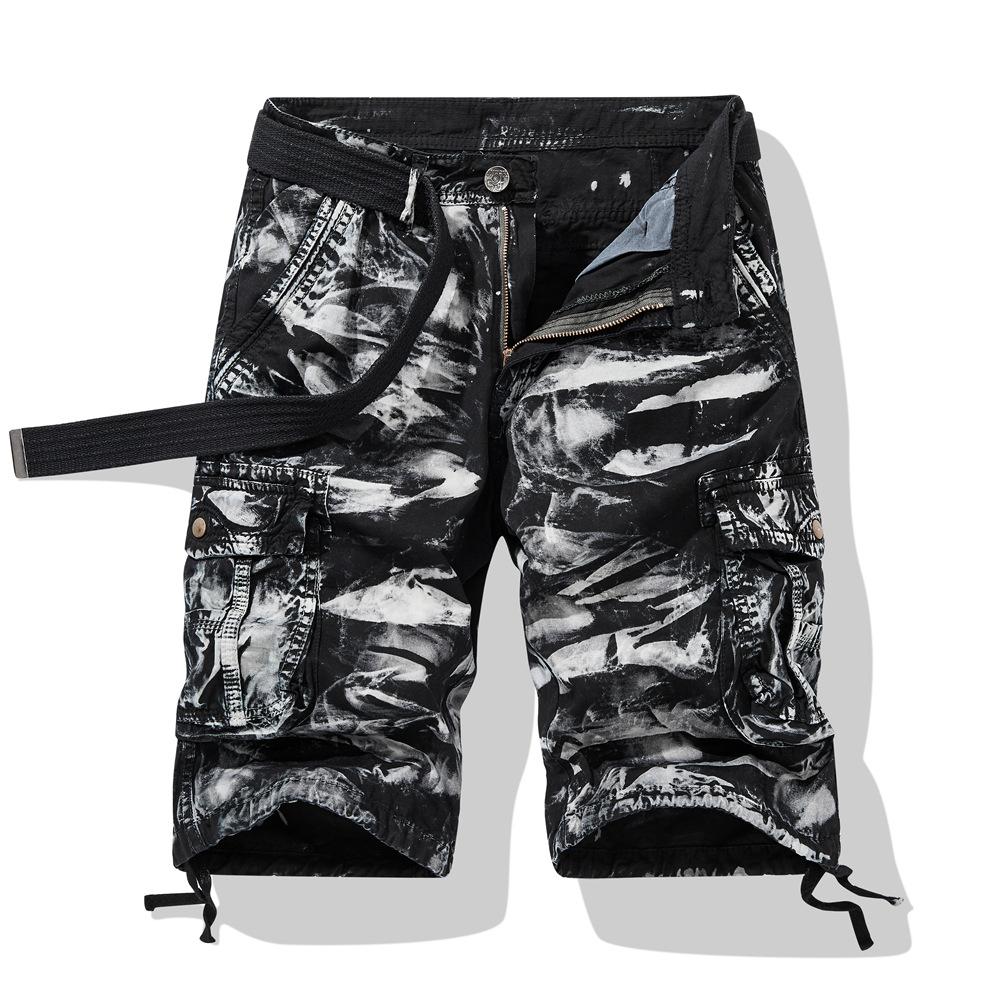 Summer Cotton Cargo Shorts Men Fashion Camouflage Multi-Pocket Casual Shorts Bermudas Knee Length Trousers Without Belt