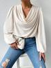 European & American Chiffon Long-Sleeve Loose V-Neck Women's Top