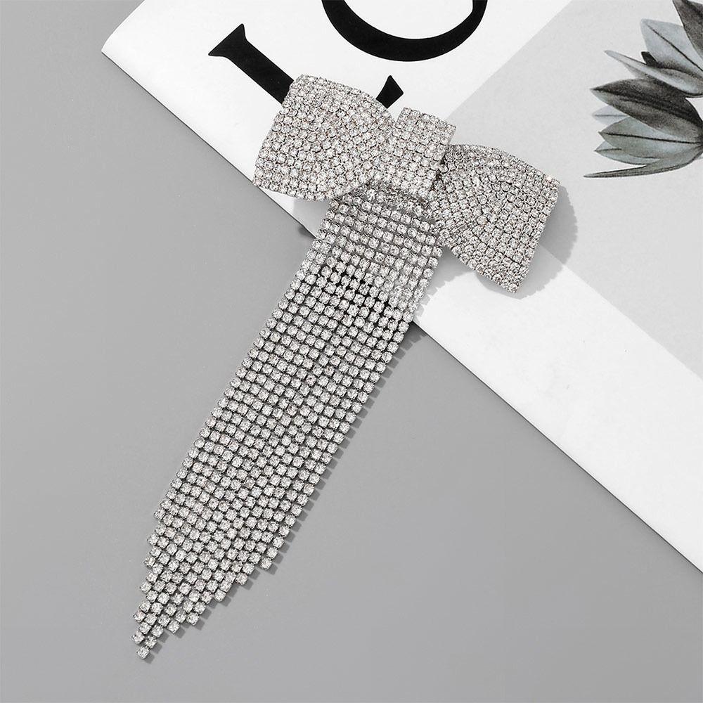 Rhinestone Temperament Hair Clip Long Tassel Bow Hair Clip Fashion Spring Hair Clip for Women