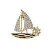 Exquisite Small Sailboat Brooch Pins for Women Men Unisex Rhineston Zircon Lapel Pins Successful Badge Party Suit Jewelry Gifts