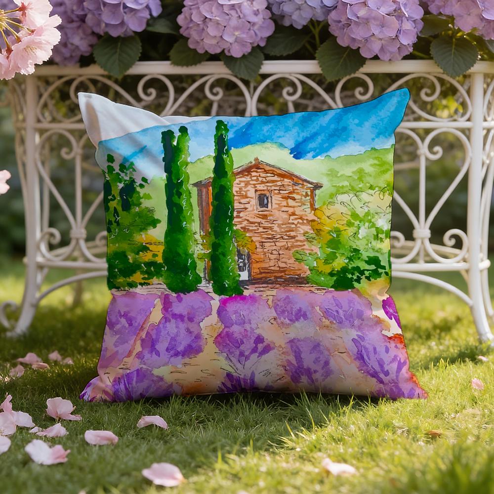 Colorful Farm Painting Cushion Cover Home & Car Dual-Scene Pillow Cover: Reversible for Premium Comfort