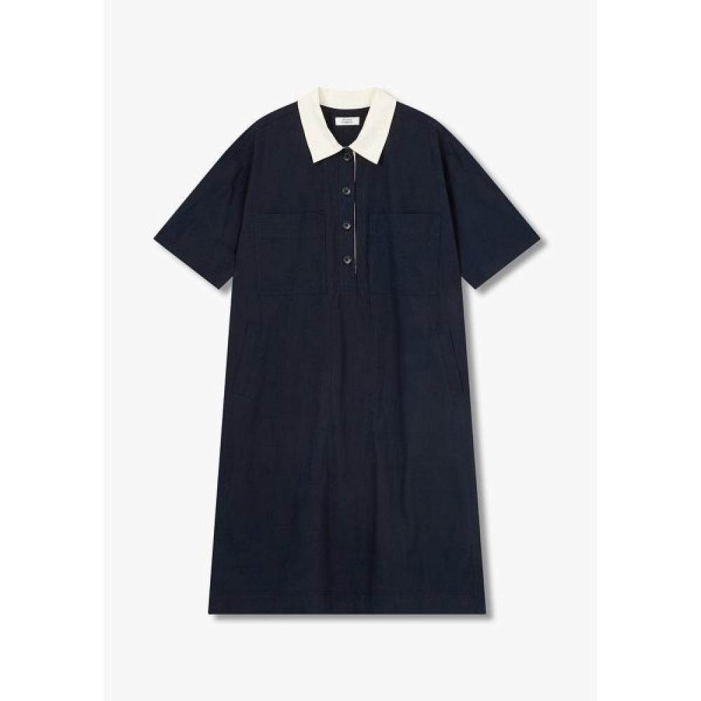 

Studio Tomboy Color Blocked Collar Neck Short Sleeve Dress 9176241983 dark navy/OS