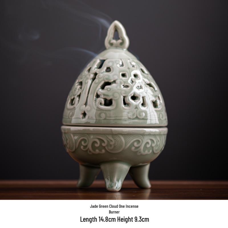Blue Porcelain Suanni Beast Coil Incense Burner with Lid