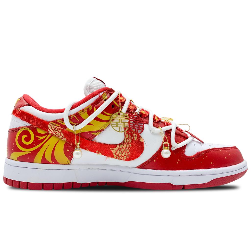 Nike Scarpe da Skateboard Basse Dunk Coverage Antiscivolo e Resistenti all'Abrasione Unisex Rosso Oro Bianco CU1727-100(Team188-)