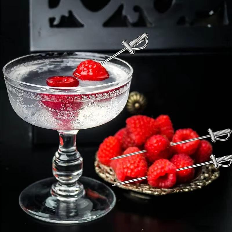 Stainless Steel Cocktail Pick Shape Fruit Sticks, Bar Tools, Drink Stirring Sticks, Martini Picks, Party Wedding Accessory