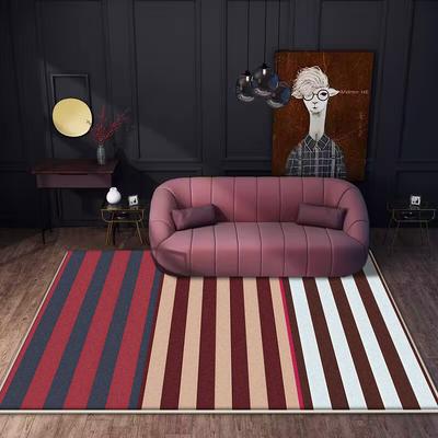 Einfacher gestreifter Teppich Modern Leichter Luxus Große Fläche Wohnzimmer Sofa Teppiche Nordische Schlafzimmer Deko Teppich Zuhause Zimmer Plüschteppiche