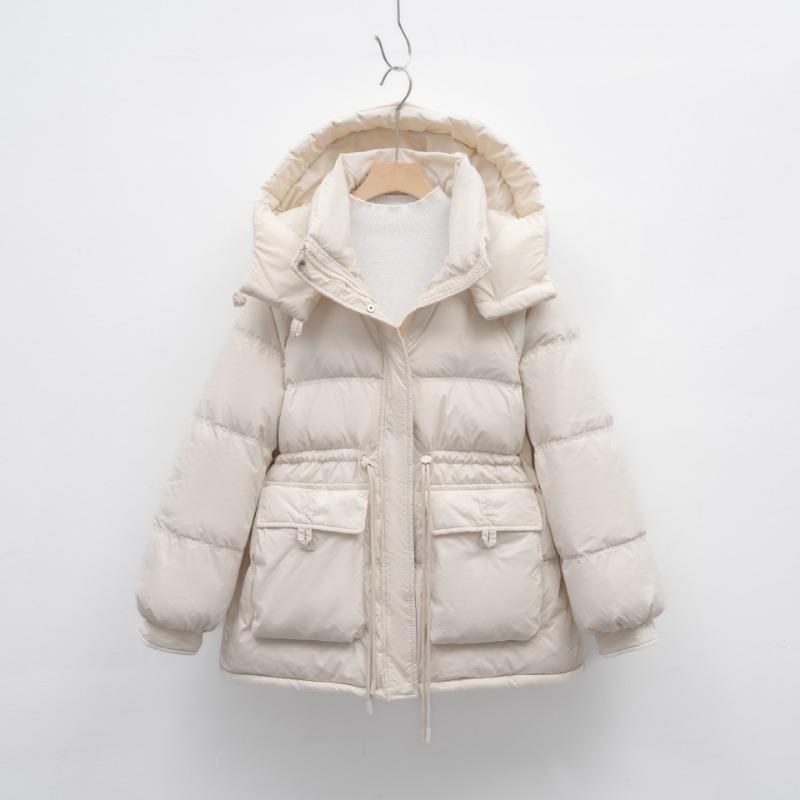 Down jacket women's winter fashion waist thin small warm thickened hooded jacket