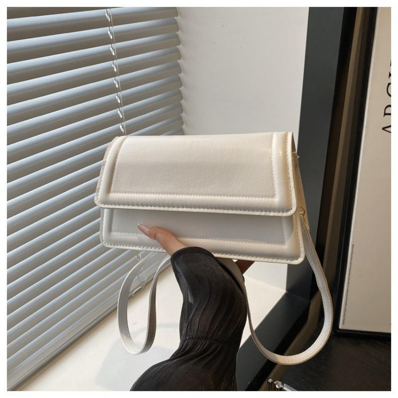 

Women s bag new solid color light luxury messenger bag portable shoulder flip trendy small square bag білий